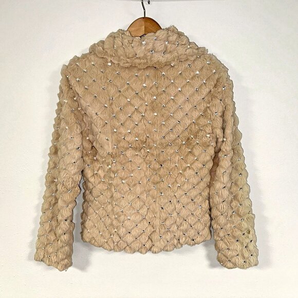 *RARE* Bebe Rhinestone Rabbit Fur Coat - Picture 6 of 13